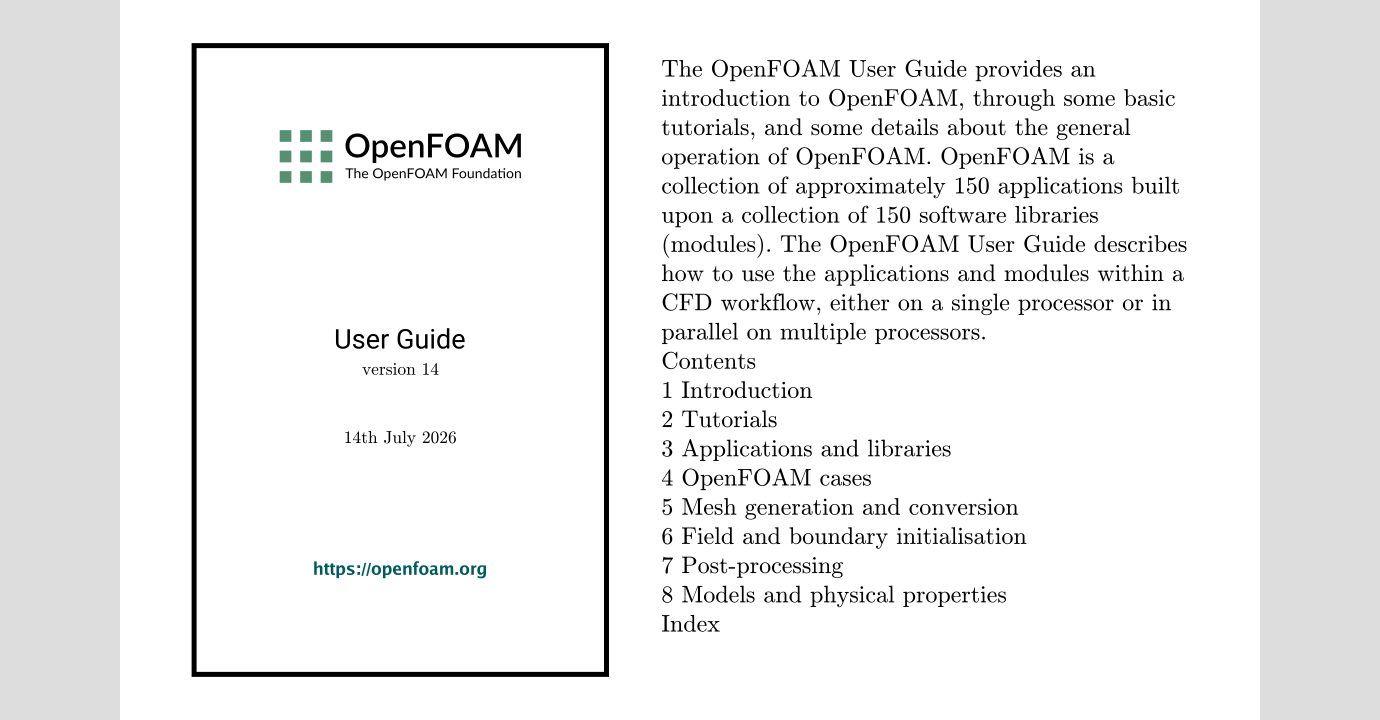 OpenFOAM v14 User Guide - Contents