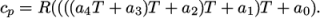 cp = R ((((a4T + a3)T + a2)T + a1)T + a0). \relax \special {t4ht=